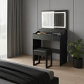 Black Wood Mirrored Five Drawer Vanity Table - 30-inch