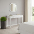 White Wood Mirrored Three Drawer Vanity Table - 39-inch