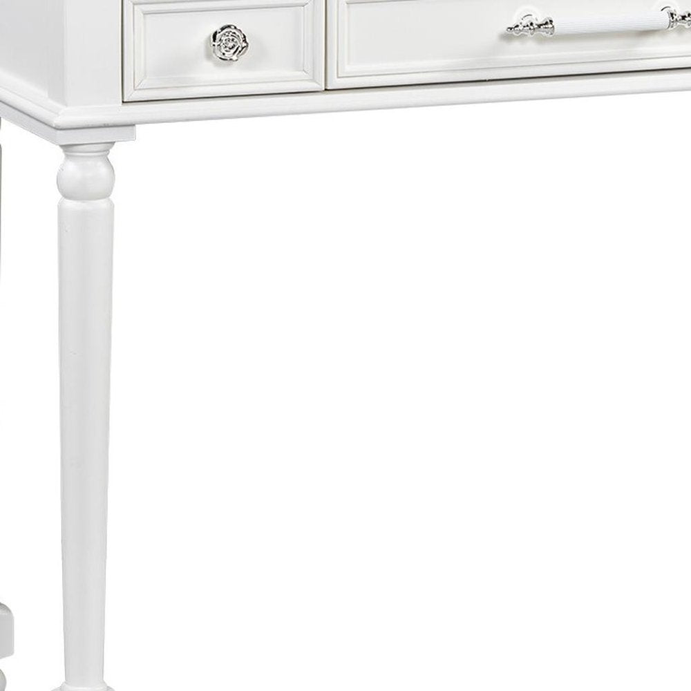 White Wood Mirrored Three Drawer Vanity Table - 39-inch