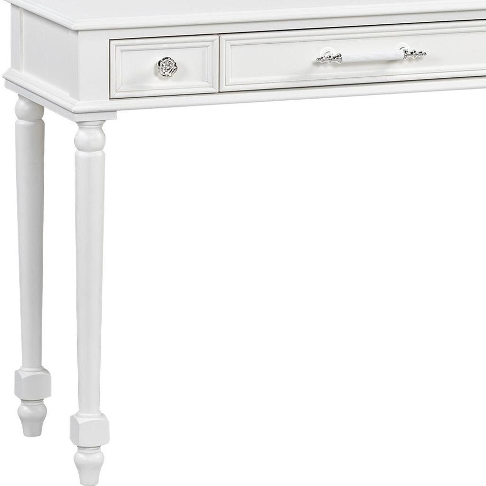 White Wood Mirrored Three Drawer Vanity Table - 39-inch