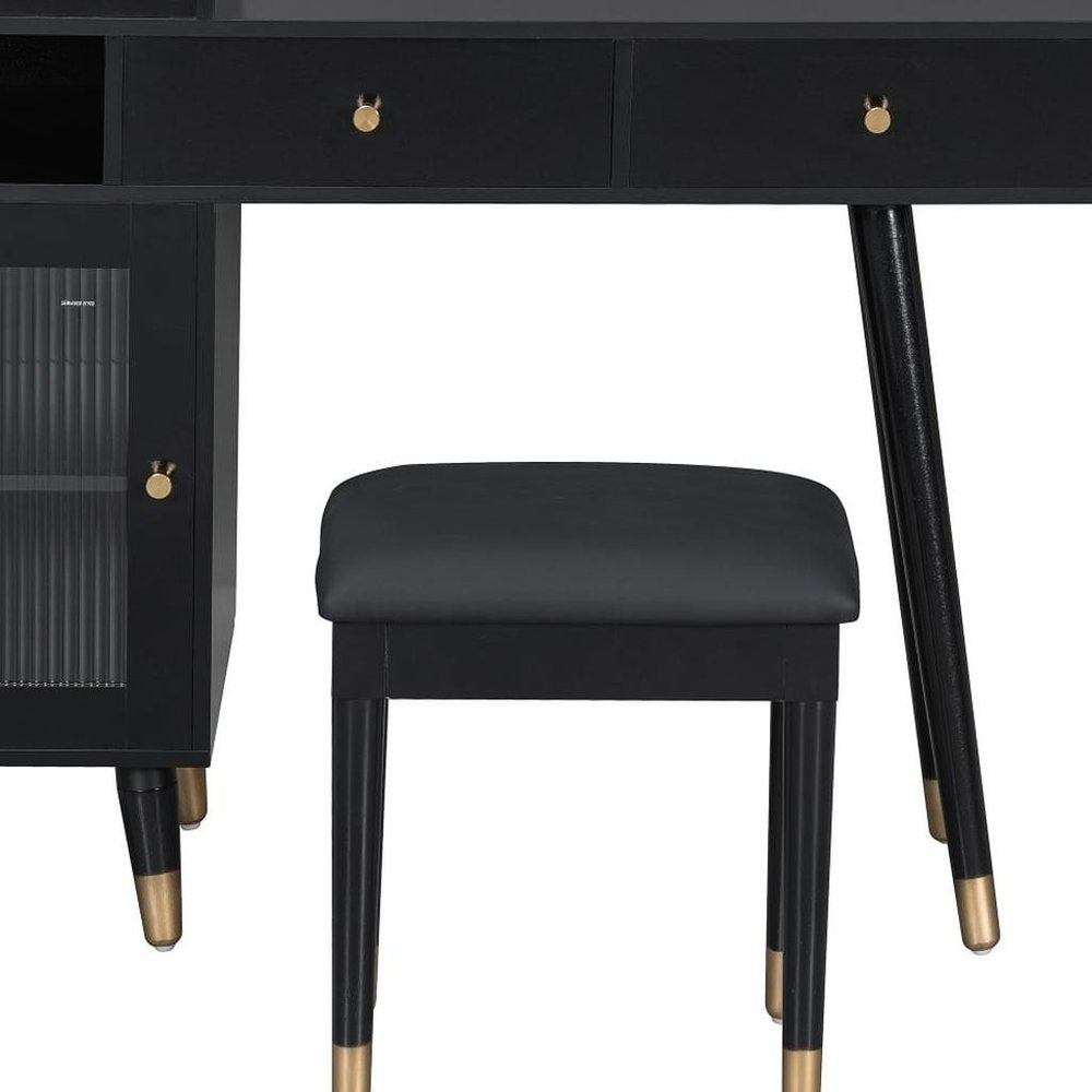 Black Wood Two Drawer Vanity Table - 44-inch