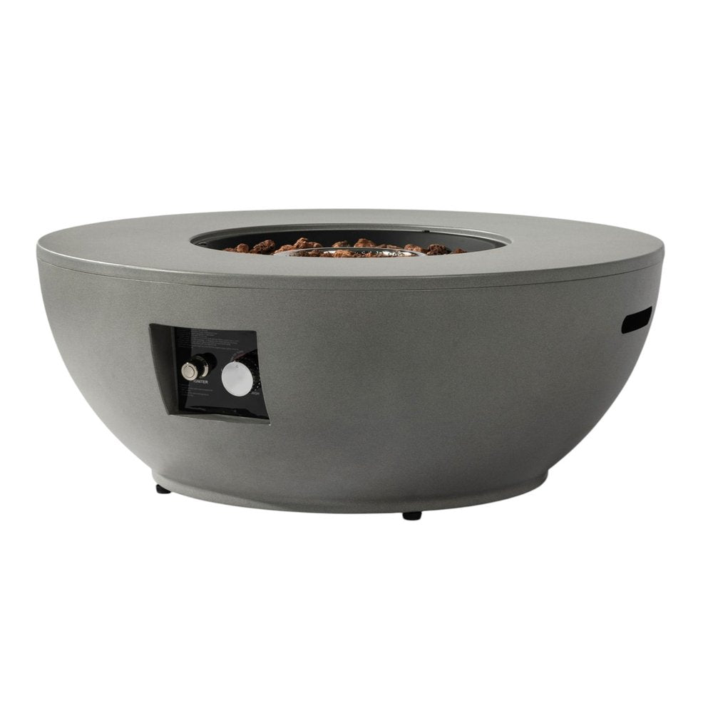 50000 Btu 36 Gray Steel Propane Round Fire Pit with Cover