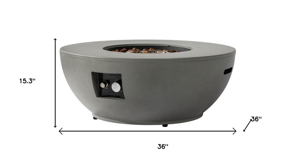 50000 Btu 36 Gray Steel Propane Round Fire Pit with Cover