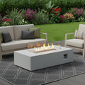 65000 Btu 52 Antiqued White Concrete Propane Rectangular Fire Pit with Cover