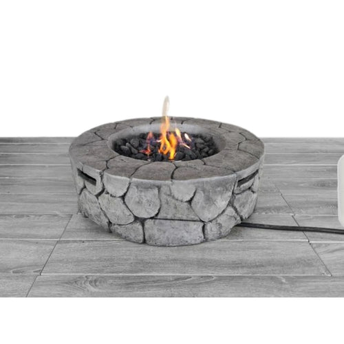 40000 Btu 28 Gray Concrete Propane Round Fire Pit with Cover