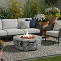 40000 Btu 28 Gray Concrete Propane Round Fire Pit with Cover