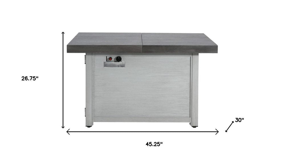 50000 Btu 45 Gray Aluminum Propane Rectangular Fire Pit with Cover