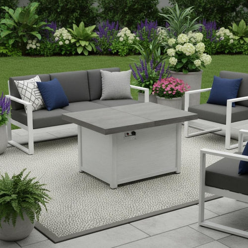 50000 Btu 45 Gray Aluminum Propane Rectangular Fire Pit with Cover