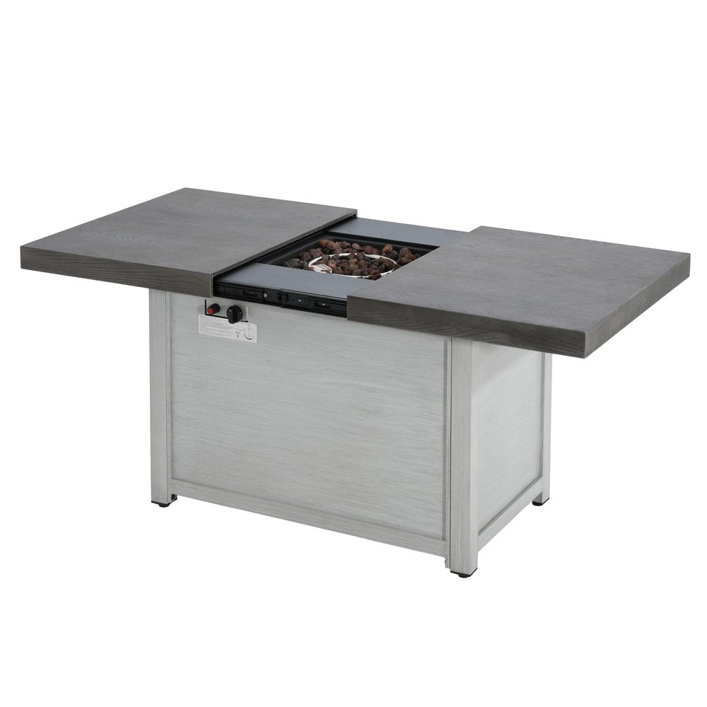 50000 Btu 45 Gray Aluminum Propane Rectangular Fire Pit with Cover