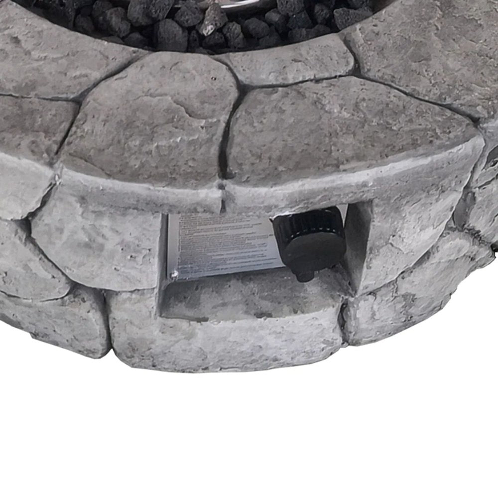 40000 Btu 28 Gray Steel Propane Round Fire Pit with Cover