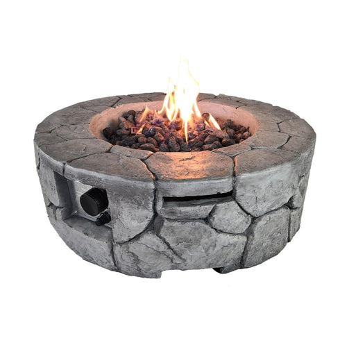 40000 Btu 28 Gray Steel Propane Round Fire Pit with Cover