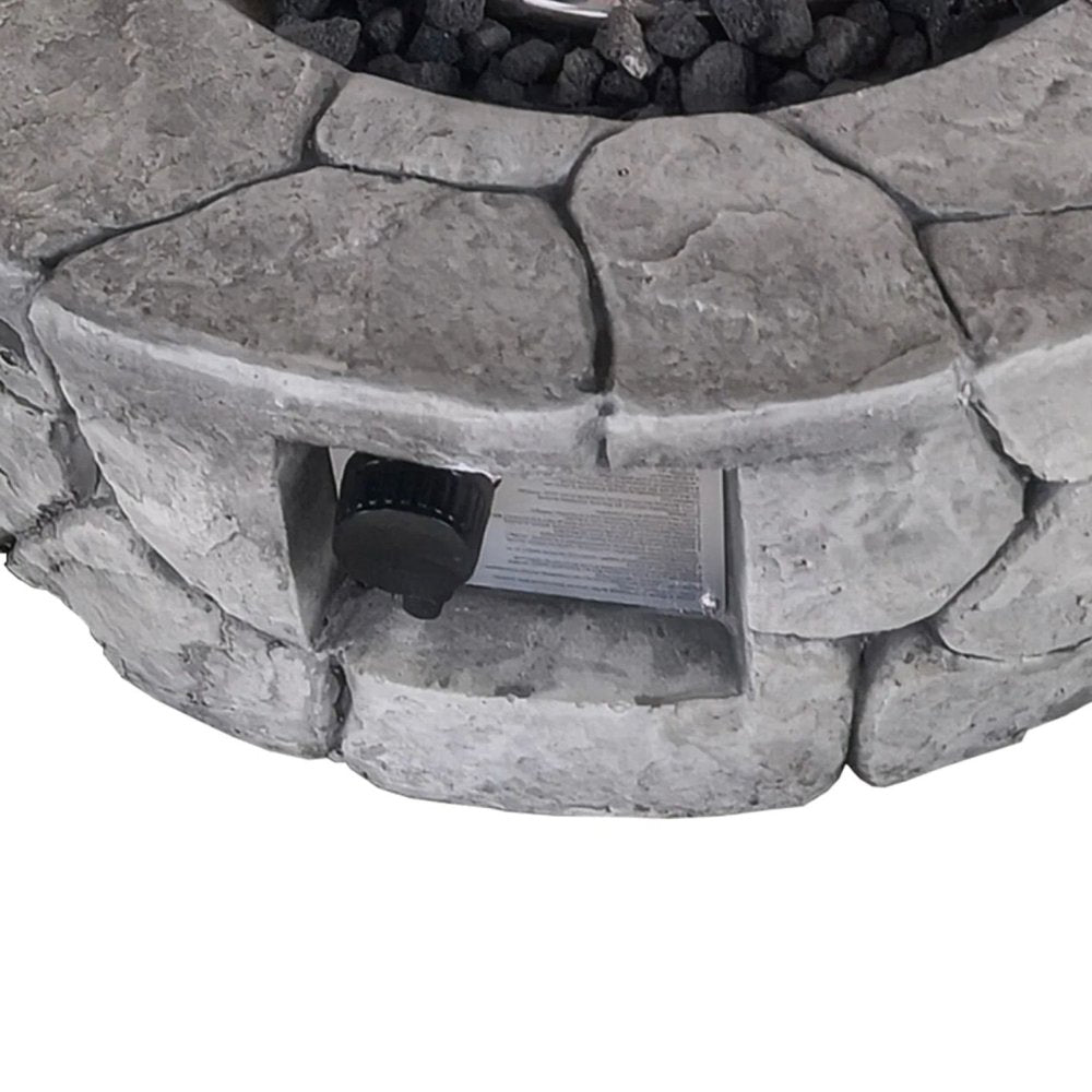 40000 Btu 28 Gray Steel Propane Round Fire Pit with Cover