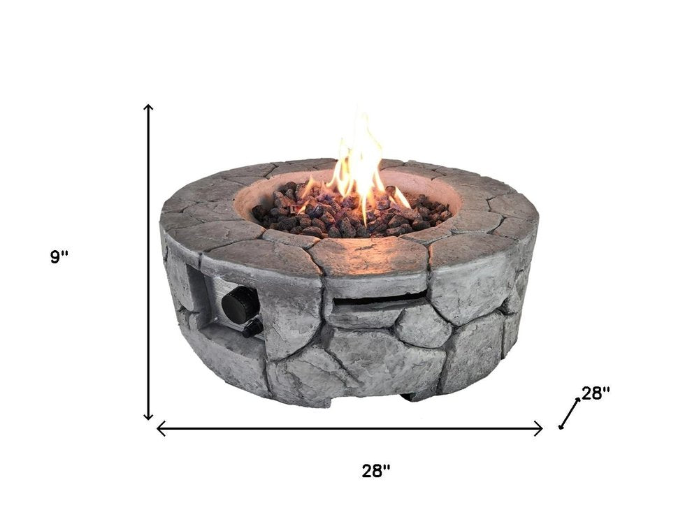40000 Btu 28 Gray Steel Propane Round Fire Pit with Cover