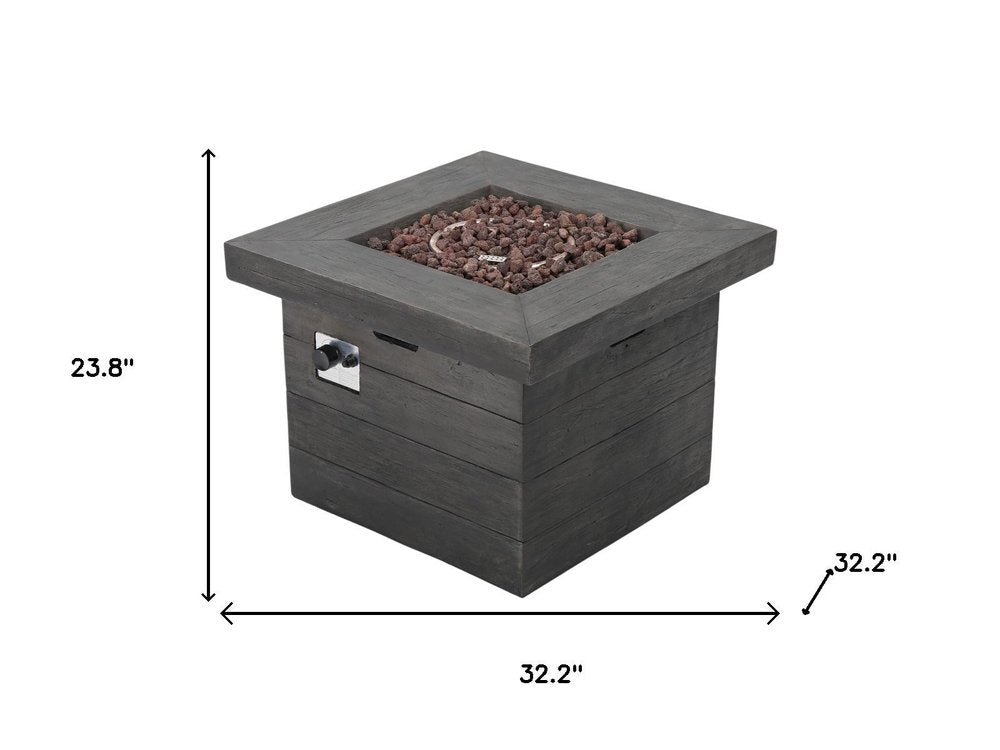 40000 Btu 32 Gray Steel Propane Rectangular Fire Pit with Cover