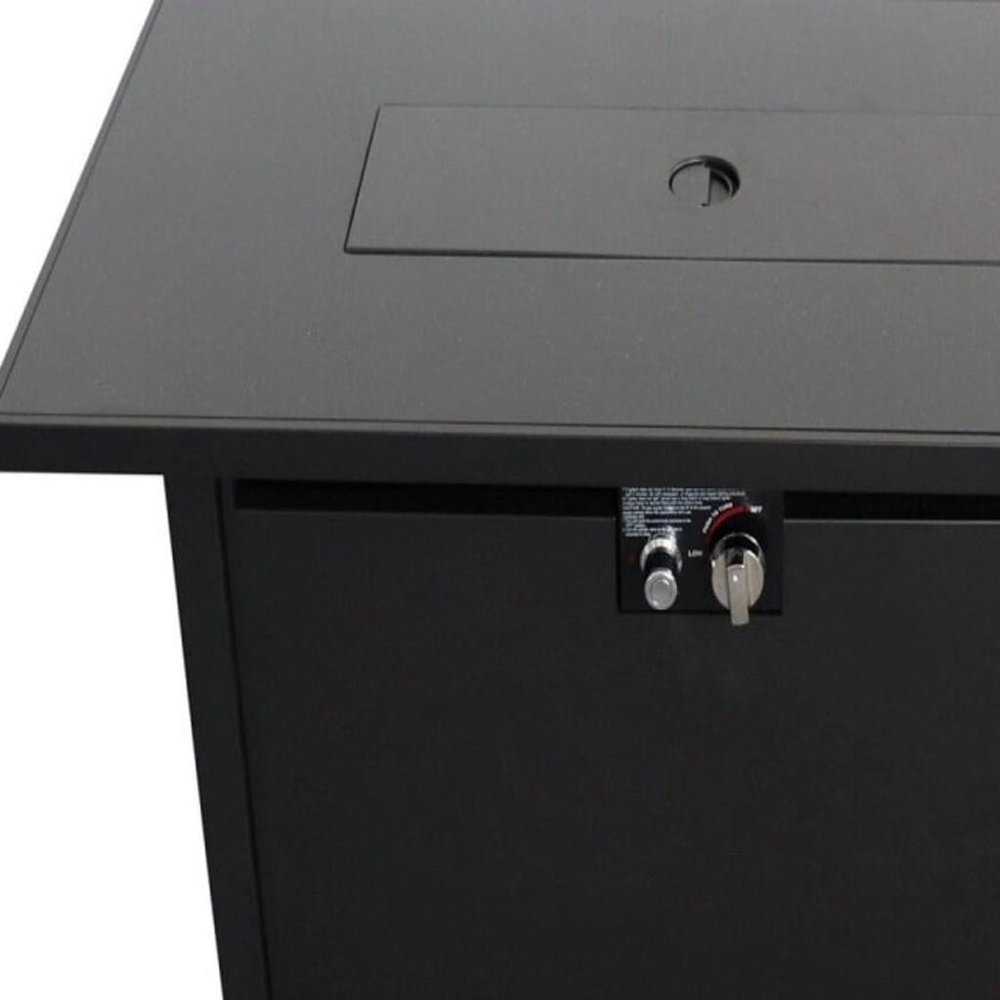 40000 Btu 42 Black Steel Propane Rectangular Fire Pit with Cover