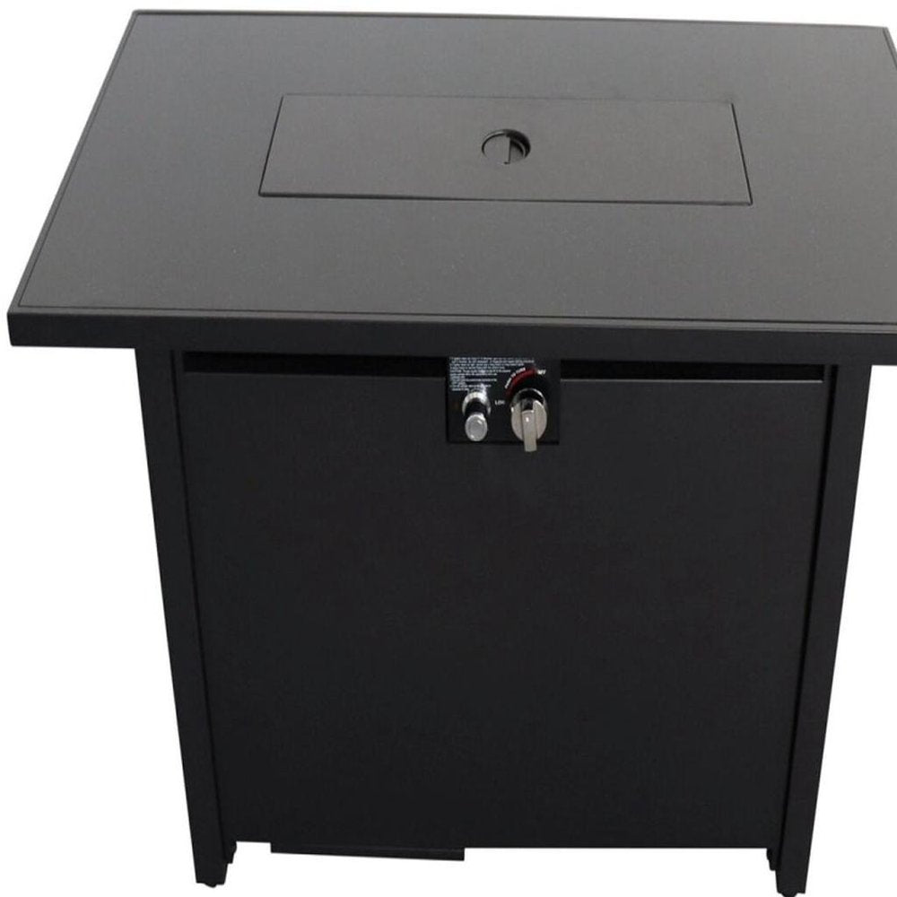 40000 Btu 43 Black Steel Propane Rectangular Fire Pit with Cover