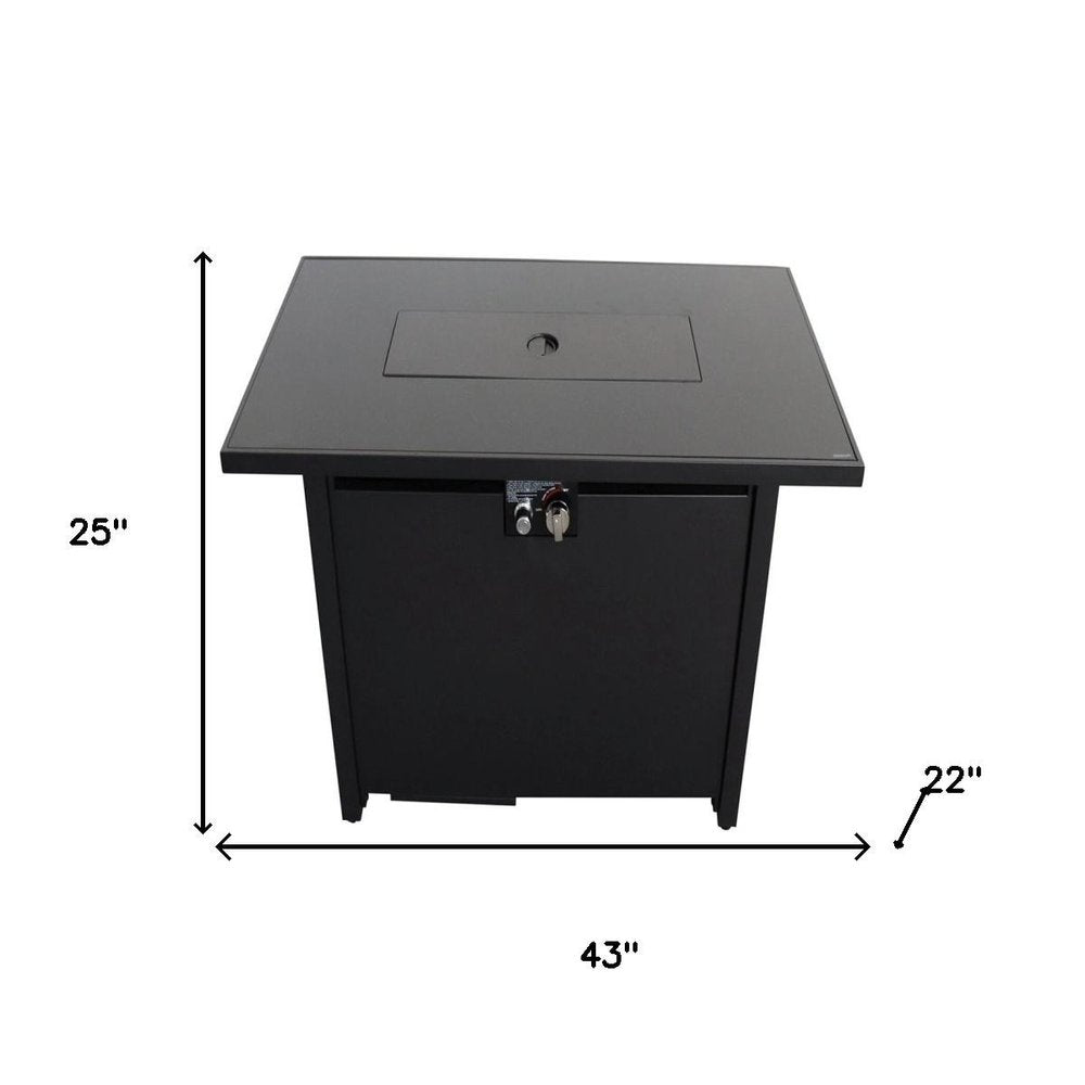 40000 Btu 43 Black Steel Propane Rectangular Fire Pit with Cover