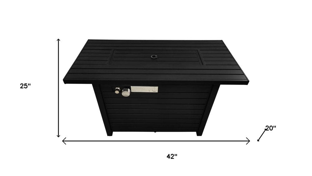 40000 Btu 42 Black Steel Propane Rectangular Fire Pit with Cover