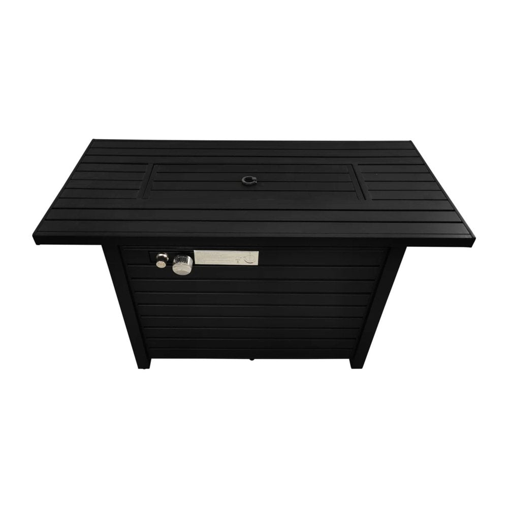 40000 Btu 42 Black Steel Propane Rectangular Fire Pit with Cover
