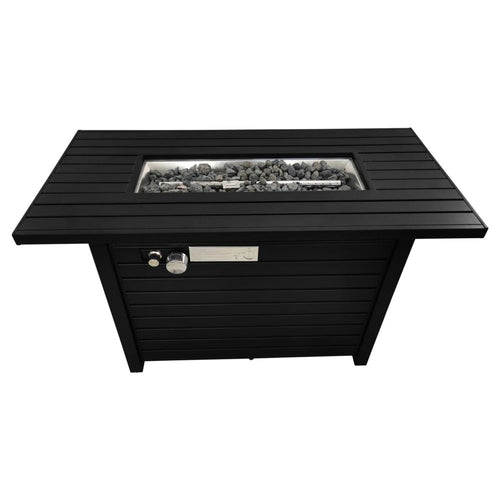 40000 Btu 42 Black Steel Propane Rectangular Fire Pit with Cover