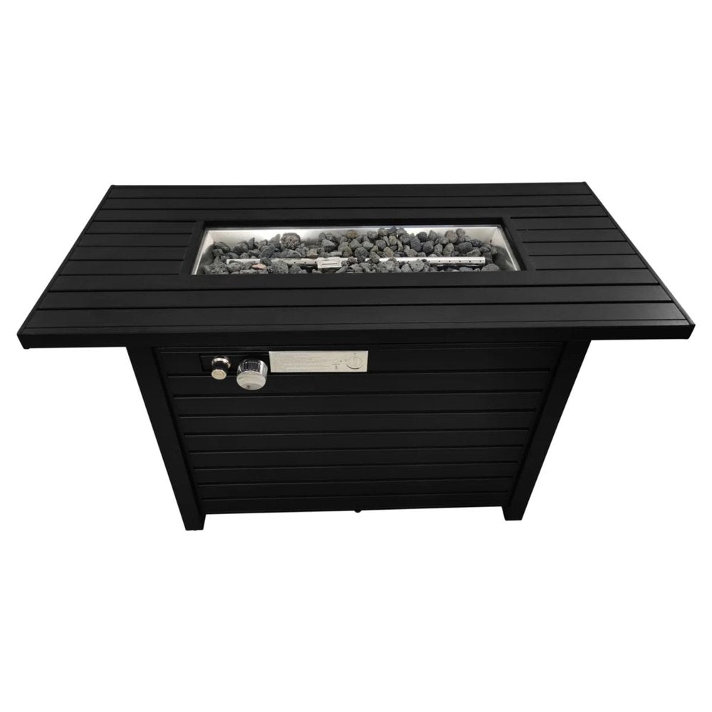 40000 Btu 42 Black Steel Propane Rectangular Fire Pit with Cover