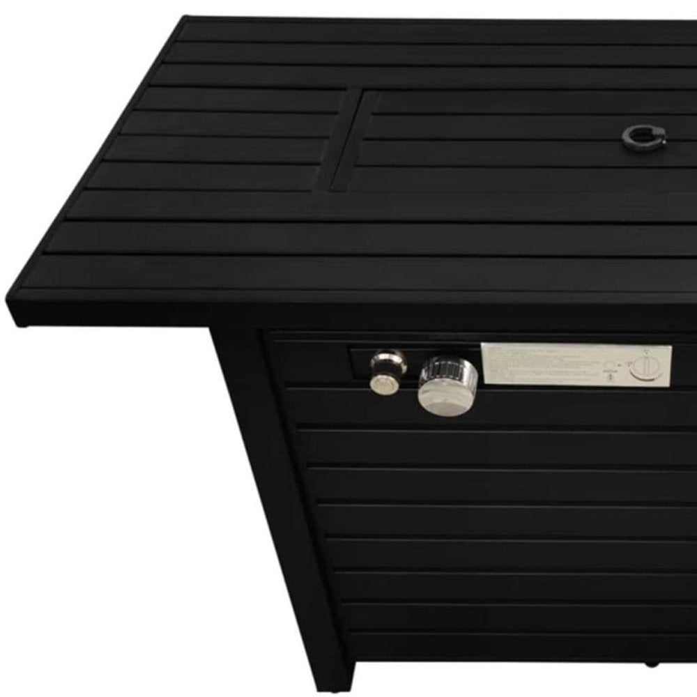 40000 Btu 42 Black Steel Propane Rectangular Fire Pit with Cover