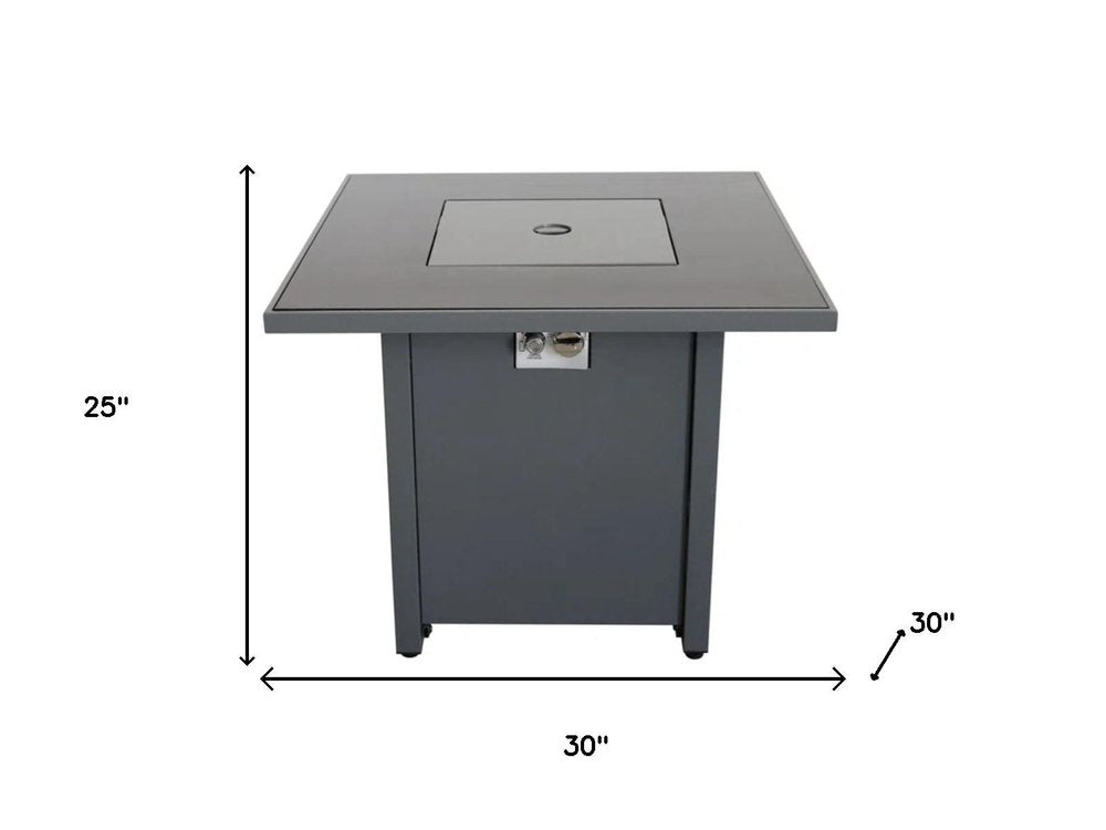 50000 Btu 30 Black Steel Propane Square Fire Pit with Cover
