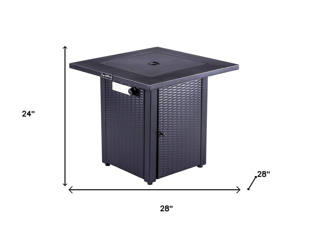 50000 Btu 28 Black Steel Propane Square Fire Pit with Cover