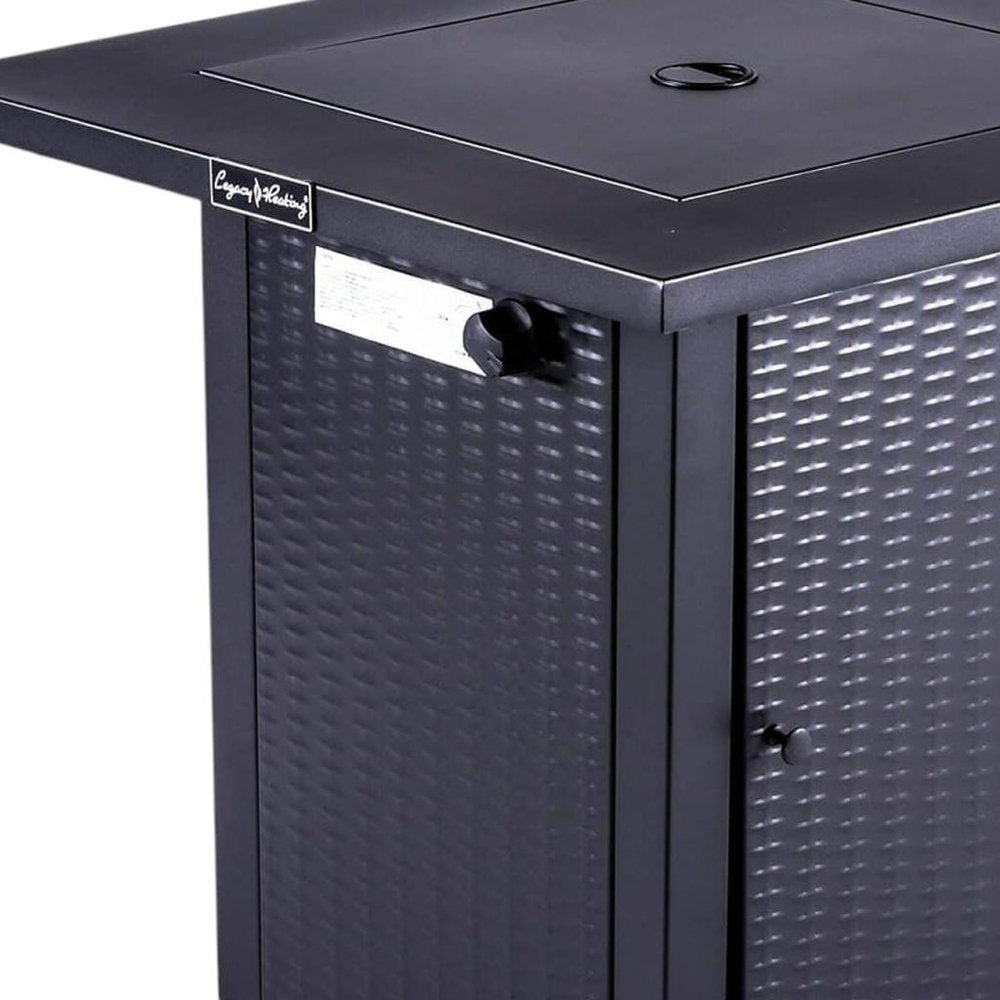 50000 Btu 28 Black Steel Propane Square Fire Pit with Cover