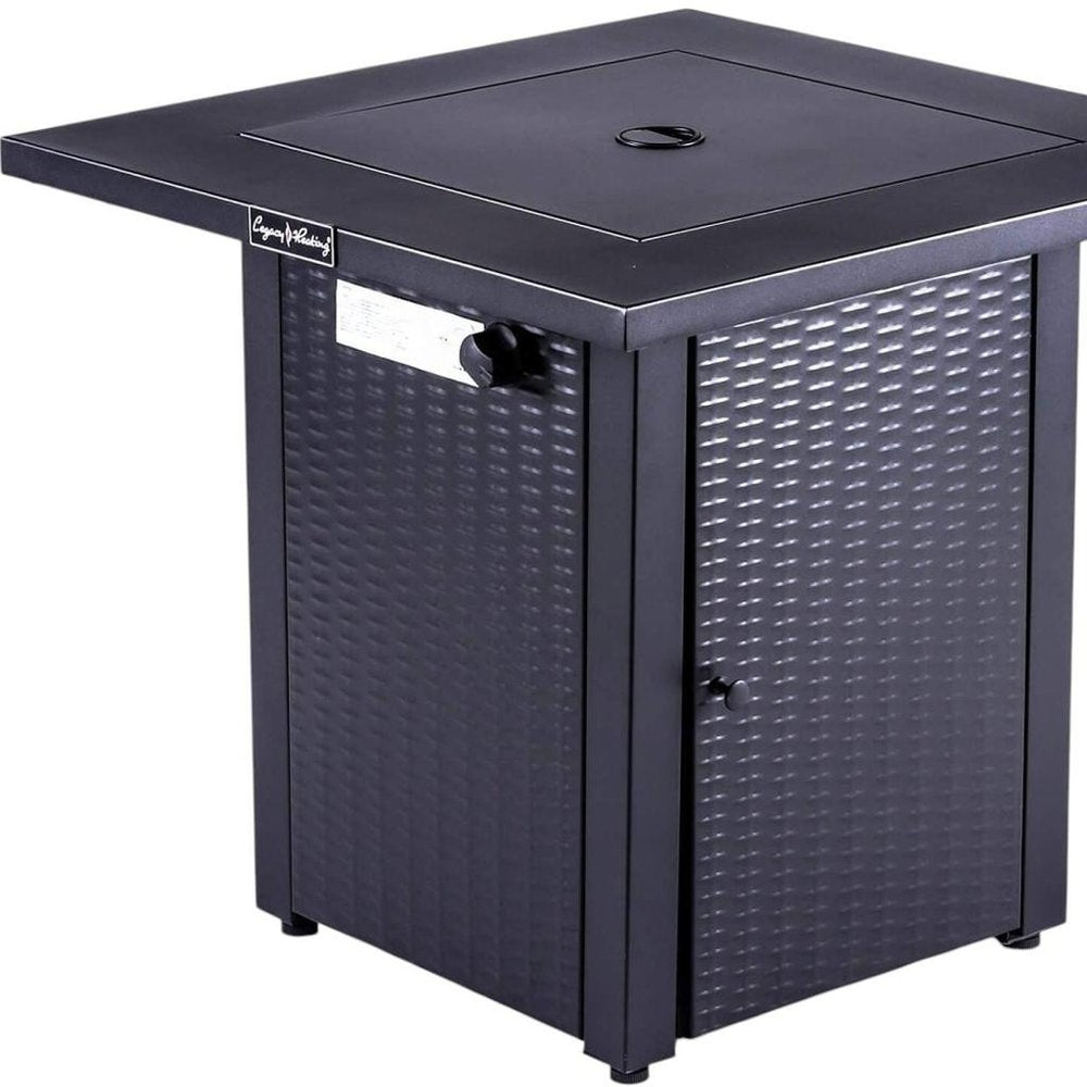 50000 Btu 28 Black Steel Propane Square Fire Pit with Cover