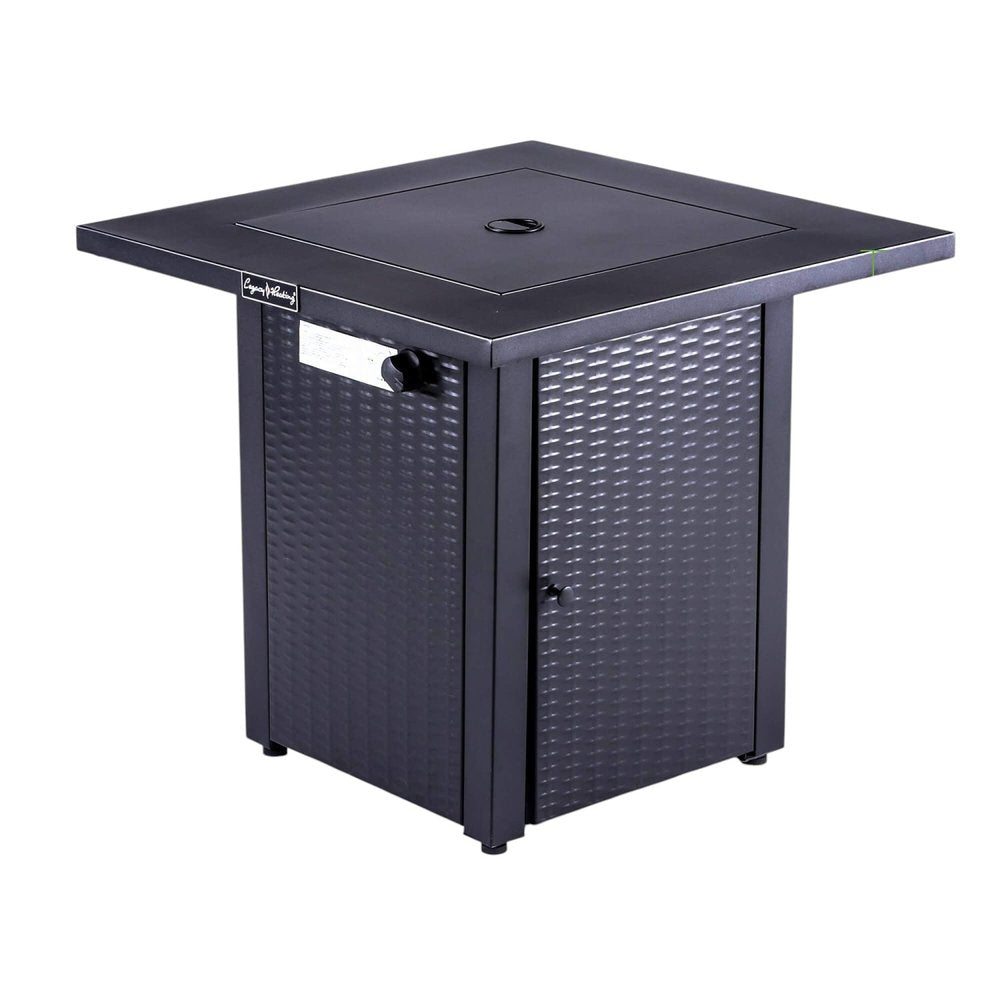 50000 Btu 28 Black Steel Propane Square Fire Pit with Cover