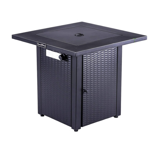 50000 Btu 28 Black Steel Propane Square Fire Pit with Cover