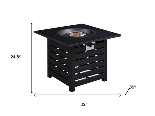 50000 Btu 32 Black Metal Propane Square Fire Pit with Cover