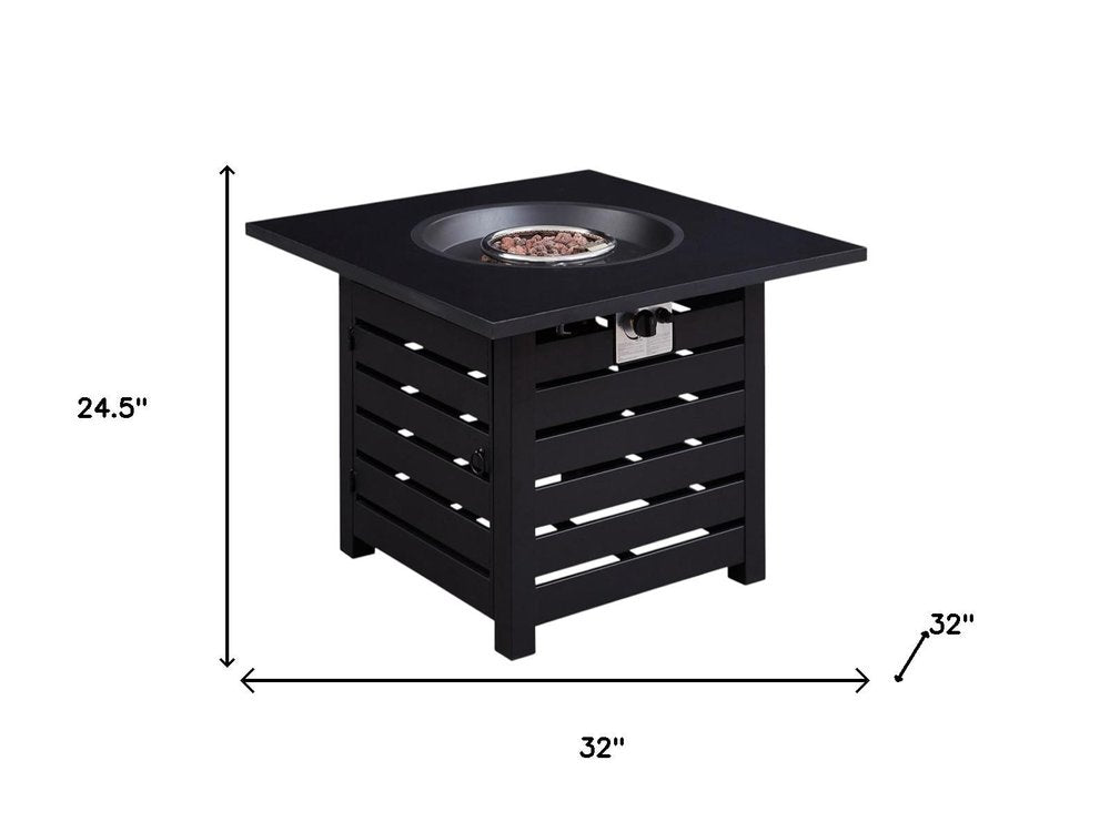 50000 Btu 32 Black Metal Propane Square Fire Pit with Cover