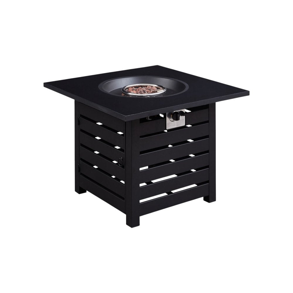 50000 Btu 32 Black Metal Propane Square Fire Pit with Cover