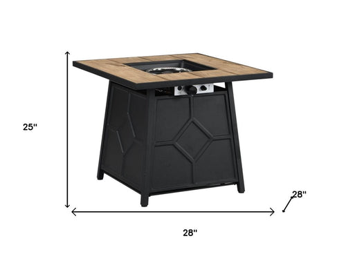 40000 Btu 28 Brown Iron Propane Square Fire Pit with Cover