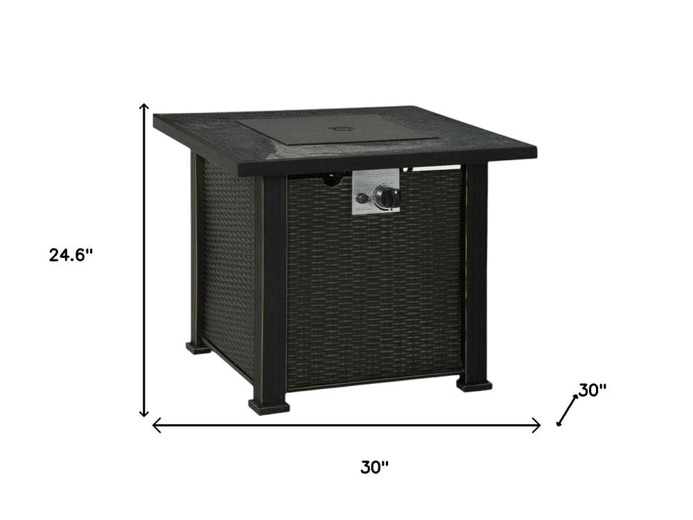 50000 Btu 30 Black Steel Propane Square Fire Pit with Cover