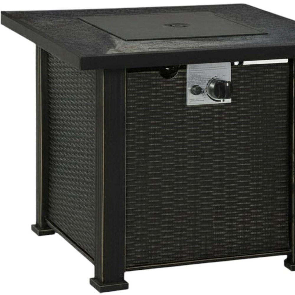 50000 Btu 30 Black Steel Propane Square Fire Pit with Cover
