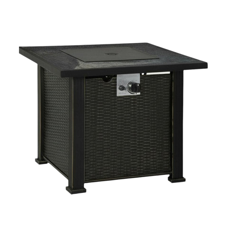 50000 Btu 30 Black Steel Propane Square Fire Pit with Cover