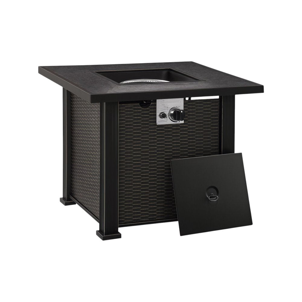 50000 Btu 30 Black Steel Propane Square Fire Pit with Cover