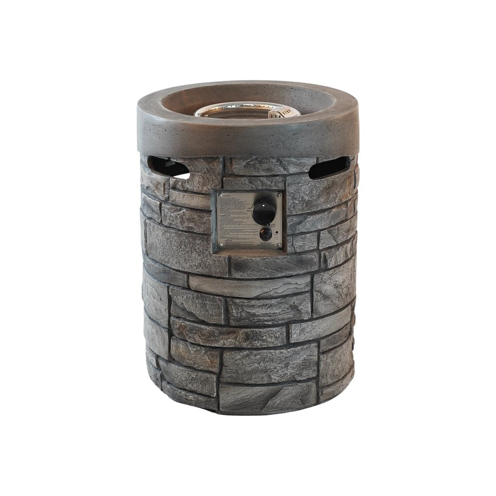 32000 Btu 26 Gray Magnesium Oxide Propane Round Fire Pit with Cover
