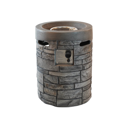 32000 Btu 26 Gray Magnesium Oxide Propane Round Fire Pit with Cover