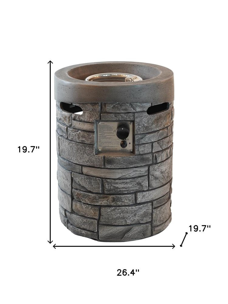32000 Btu 26 Gray Magnesium Oxide Propane Round Fire Pit with Cover