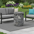 32000 Btu 26 Gray Magnesium Oxide Propane Round Fire Pit with Cover