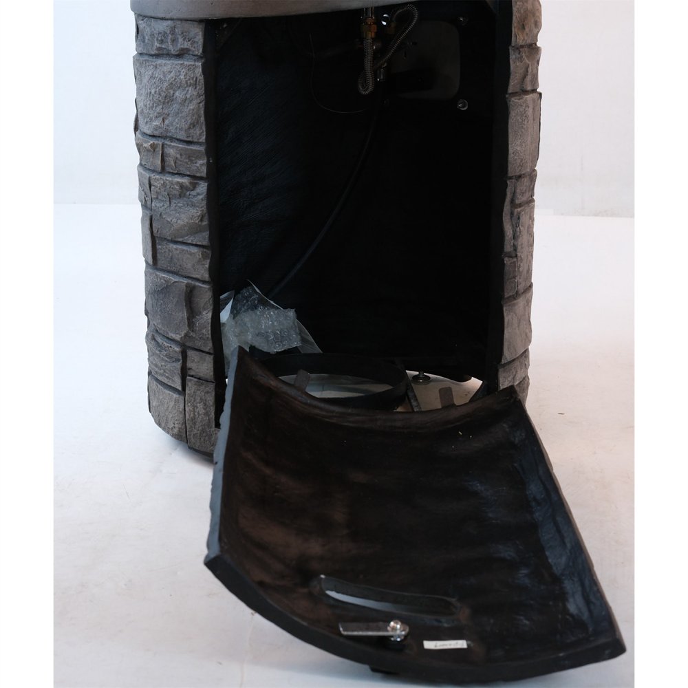32000 Btu 26 Gray Magnesium Oxide Propane Round Fire Pit with Cover