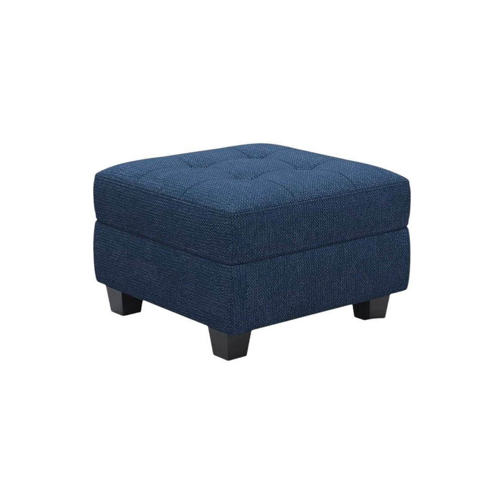 Gray and Black Solid Wood and Linen Tufted Storage Ottoman - 26-inch