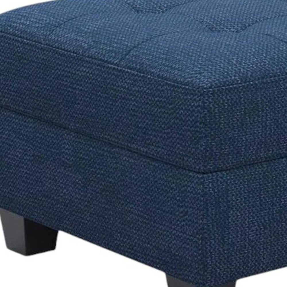 Gray and Black Solid Wood and Linen Tufted Storage Ottoman - 26-inch