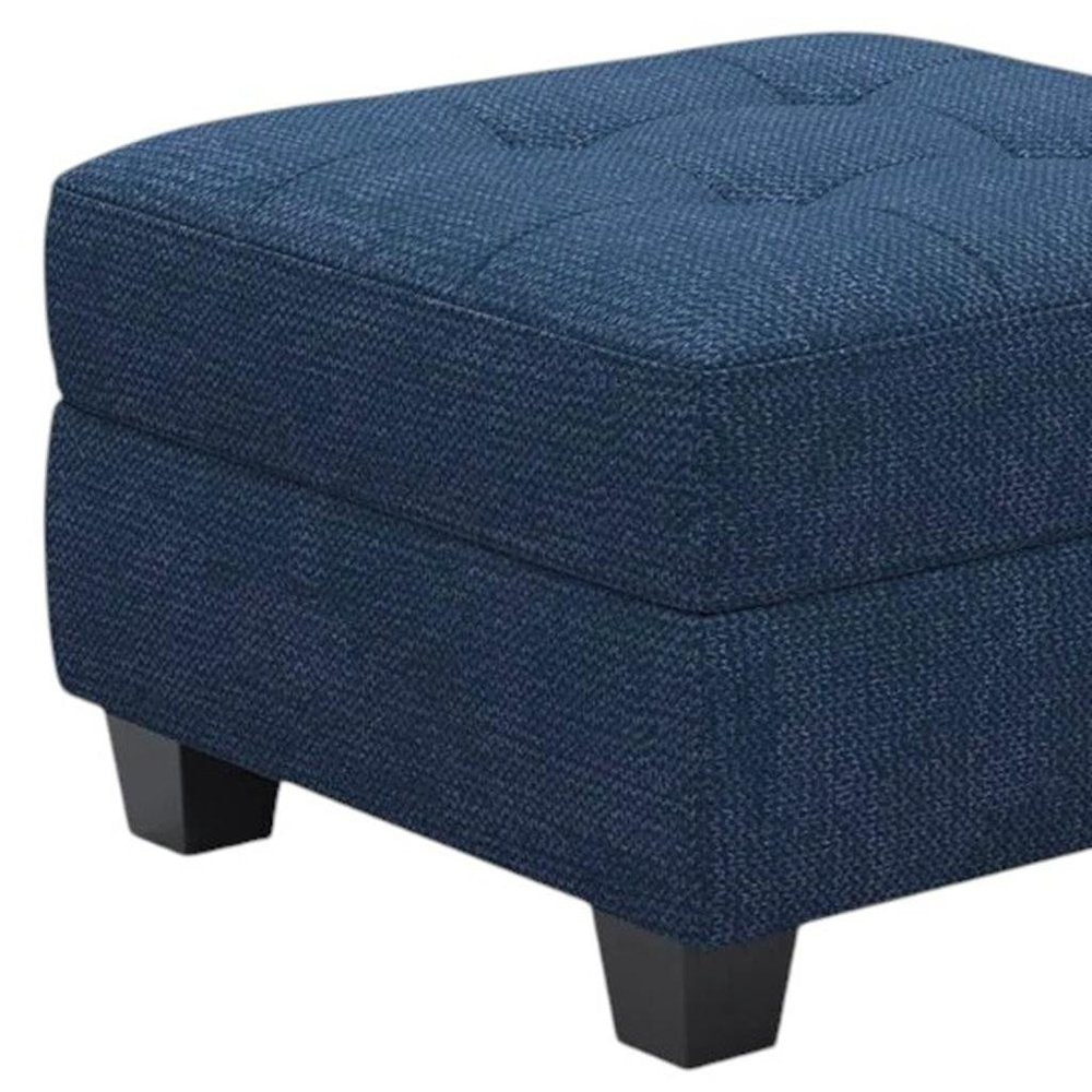 Gray and Black Solid Wood and Linen Tufted Storage Ottoman - 26-inch