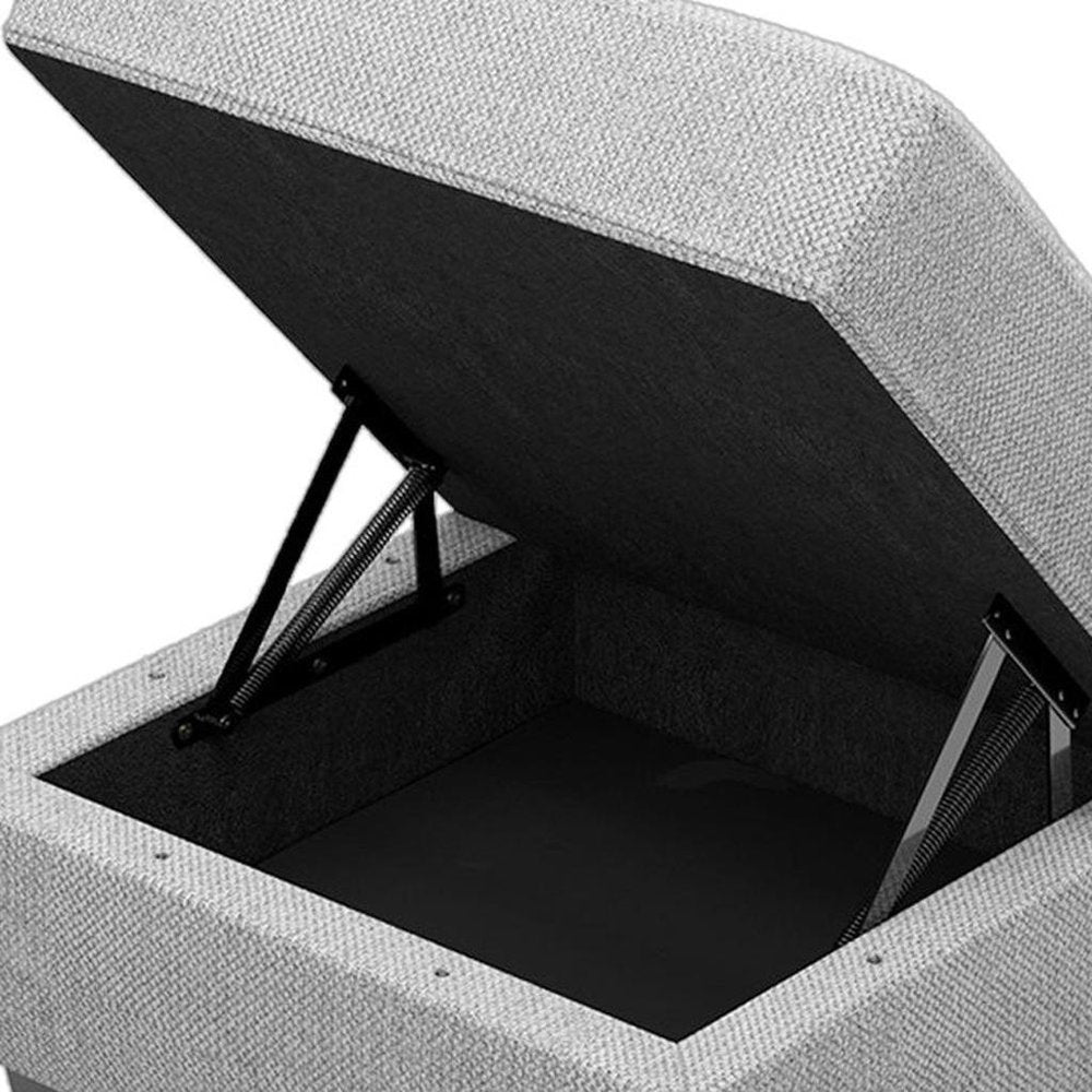 Gray and Black Solid Wood and Linen Tufted Storage Ottoman - 26-inch