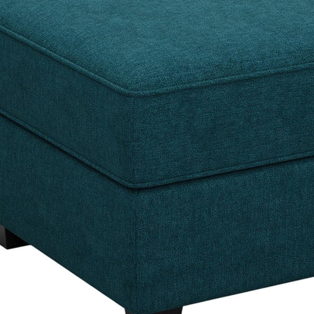 Teal Blue and Black Solid Wood and Microfiber Storage Ottoman - 26-inch